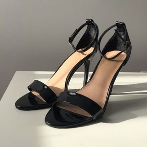 Black open toe high heels